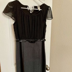 Below knee, black and white dress